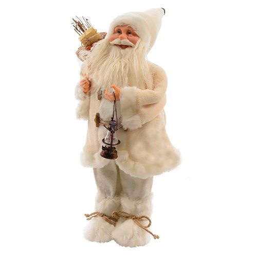 Декорация Дед Мороз с фонарем Kaemingk B. V., 46 см, в белом / Елочные украшения