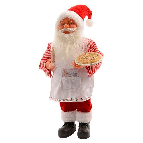 Декорация Дед Мороз с пирогом Kaemingk B. V., 40 см, в бело-красном / Елочные украшения