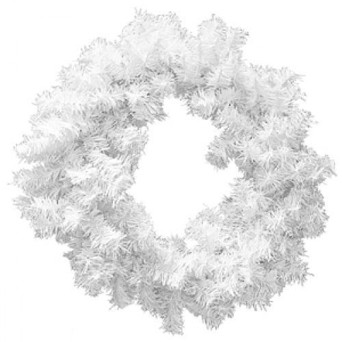 Венок еловый, диаметр 45 см, белый / Новый Год