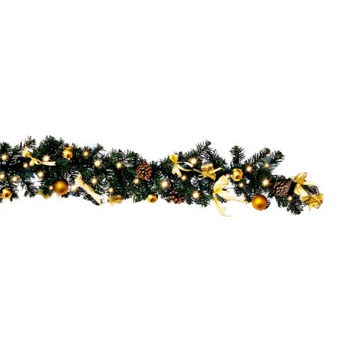 Гирлянда еловая Star Trading AB, с украшениями, на батарейках, 2,7 м, золотистая / Новый Год oe.kz Гирлянда еловая Star Trading AB, с украшениями, на батарейках, 2,7 м, золотистая / Новый Год