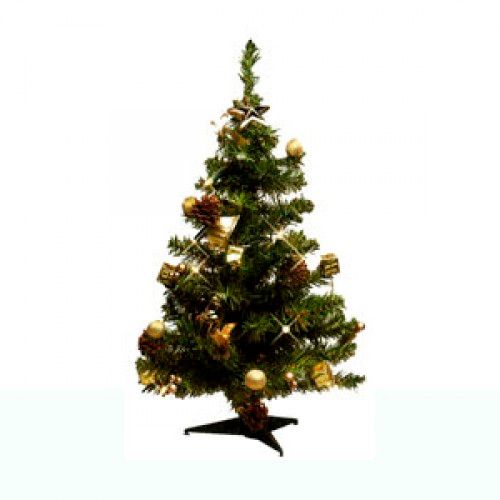 Елка искусственная Star Trading AB, с золотыми украшениями и огнями 20 ламп, диаметр 43 см, 60 см / Елки, изделия из хвои