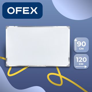Доска магнитно-маркерная Ofex, размер 90*120 см, с полочкой для аксессуаров / Магнитно-маркерные доски