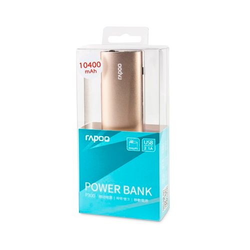 Портативное зарядное устройство Rapoo P300, 10400 mAh, 5V, золотое / Портативные зарядные устройства №2