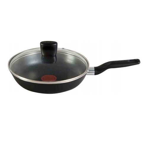 Сковорода Tefal "Just" с крышкой, размер 28 см, антипригарное покрытие, черная / Посуда столовая