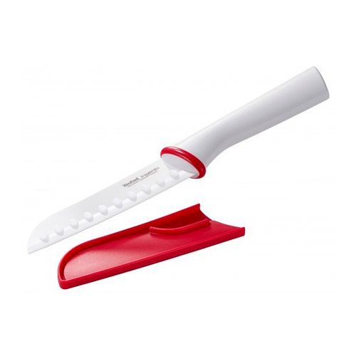 Нож Tefal "Ingenio" сантоку, длина лезвия 13 см, с пластиковой ручкой, керамика, белый / Посуда столовая
