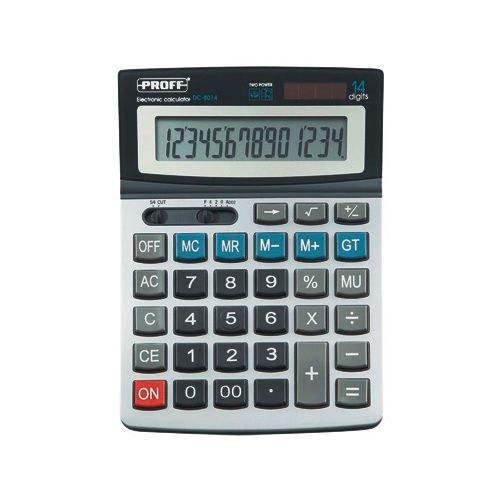 Калькулятор настольный Proff DC-8014, 14 разрядов, с металлической панелью / Калькуляторы настольные