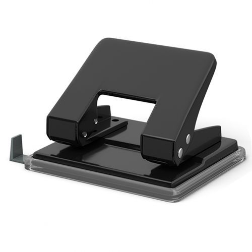 Дырокол Erich Krause "Quadro", захват 20 листов, металлический, черный / Дыроколы до 20 листов