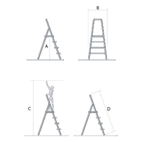 Стремянка алюминиевая, 9 ступеней, рабочая высота 396 см / Стремянки, лестницы №2 oe.kz Стремянка алюминиевая, 9 ступеней, рабочая высота 396 см / Стремянки, лестницы №2
