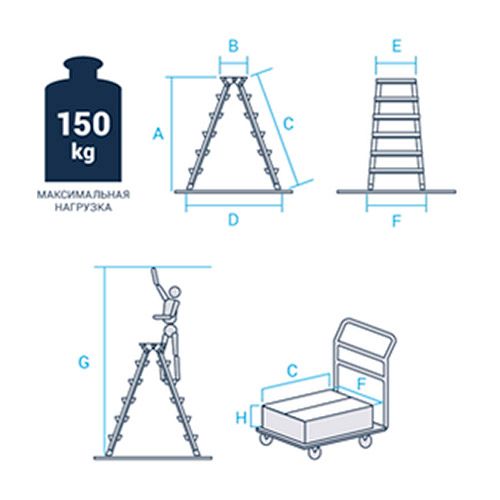 Стремянка стальная, двухсторонняя, 3 ступени, рабочая высота 266 см / Стремянки, лестницы №2 oe.kz Стремянка стальная, двухсторонняя, 3 ступени, рабочая высота 266 см / Стремянки, лестницы №2