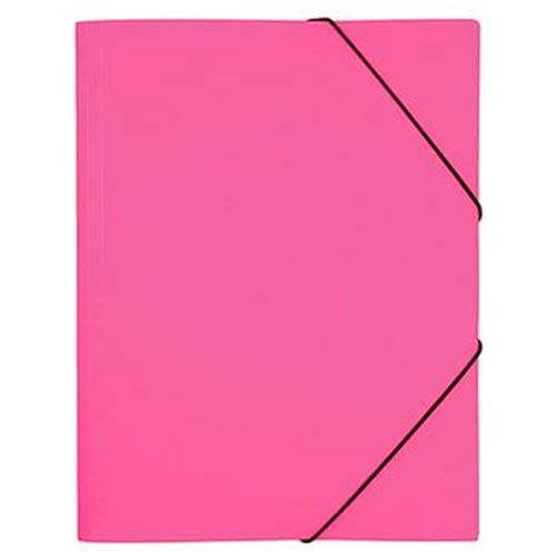 Папка Hatber "Diamond neon", А4 формат, пластиковая  с клапанами на резинке, неоново-розовая / Папки на резинках