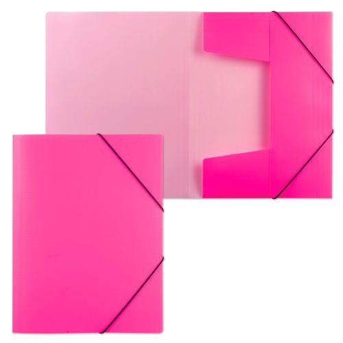 Папка Hatber "Diamond neon", А4 формат, пластиковая  с клапанами на резинке, неоново-розовая / Папки на резинках №2