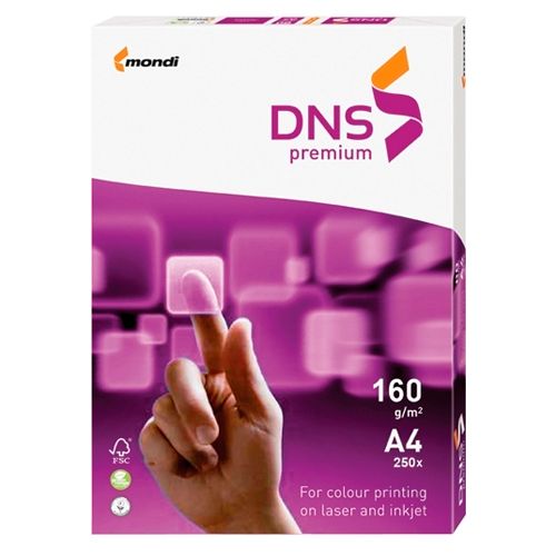 Бумага DNS premium, А4, 160 гр/м2, 250 листов в пачке, цена за пачку / Бумага офисная премиум класса