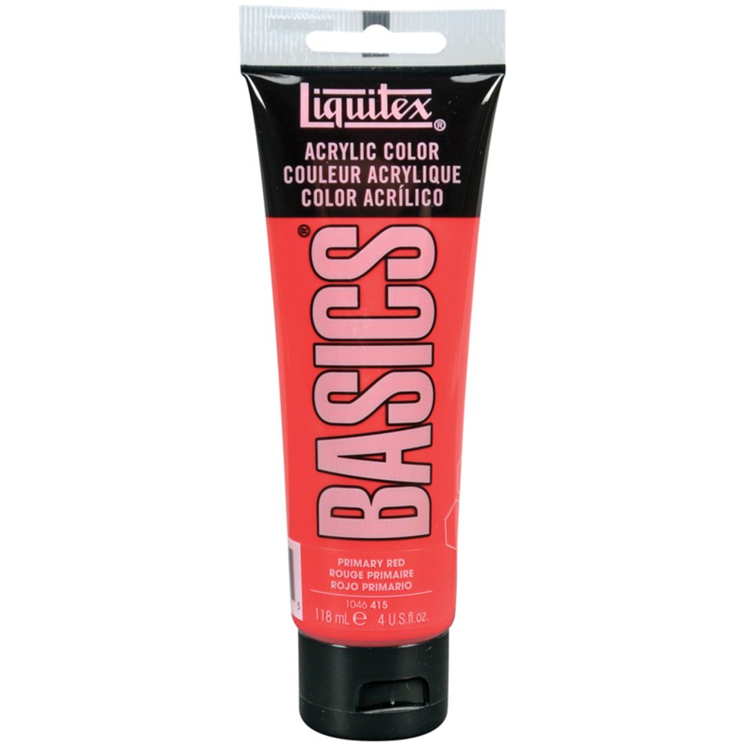 Краска акриловая Liquitex "Basics", 118 мл, туба, 415 красный основной / Акварельные краски
