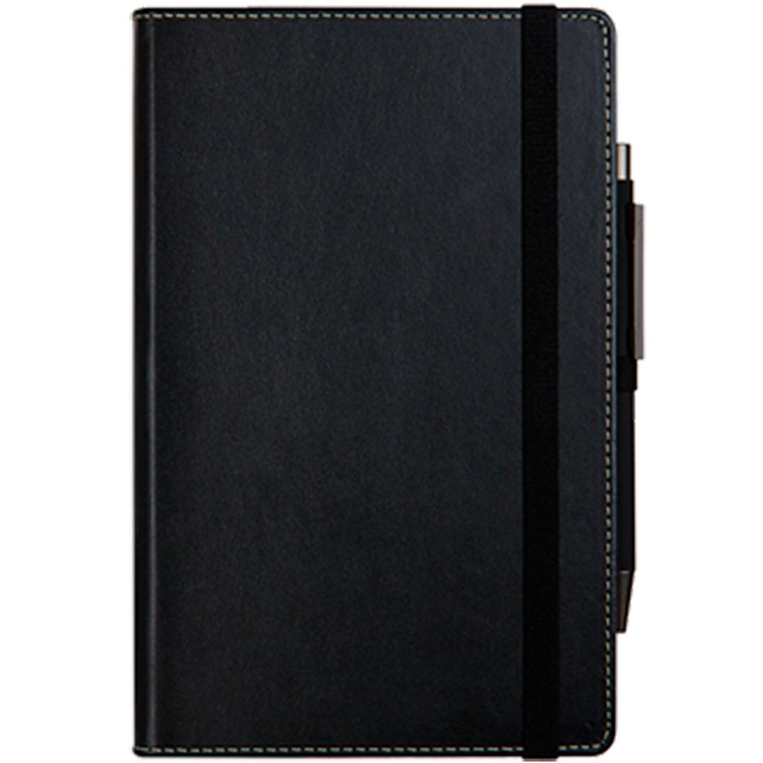 Записная книжка Arwey Business new, А5, 128 л, скругленные углы, кожа, в линейку, черная / Записные книжки