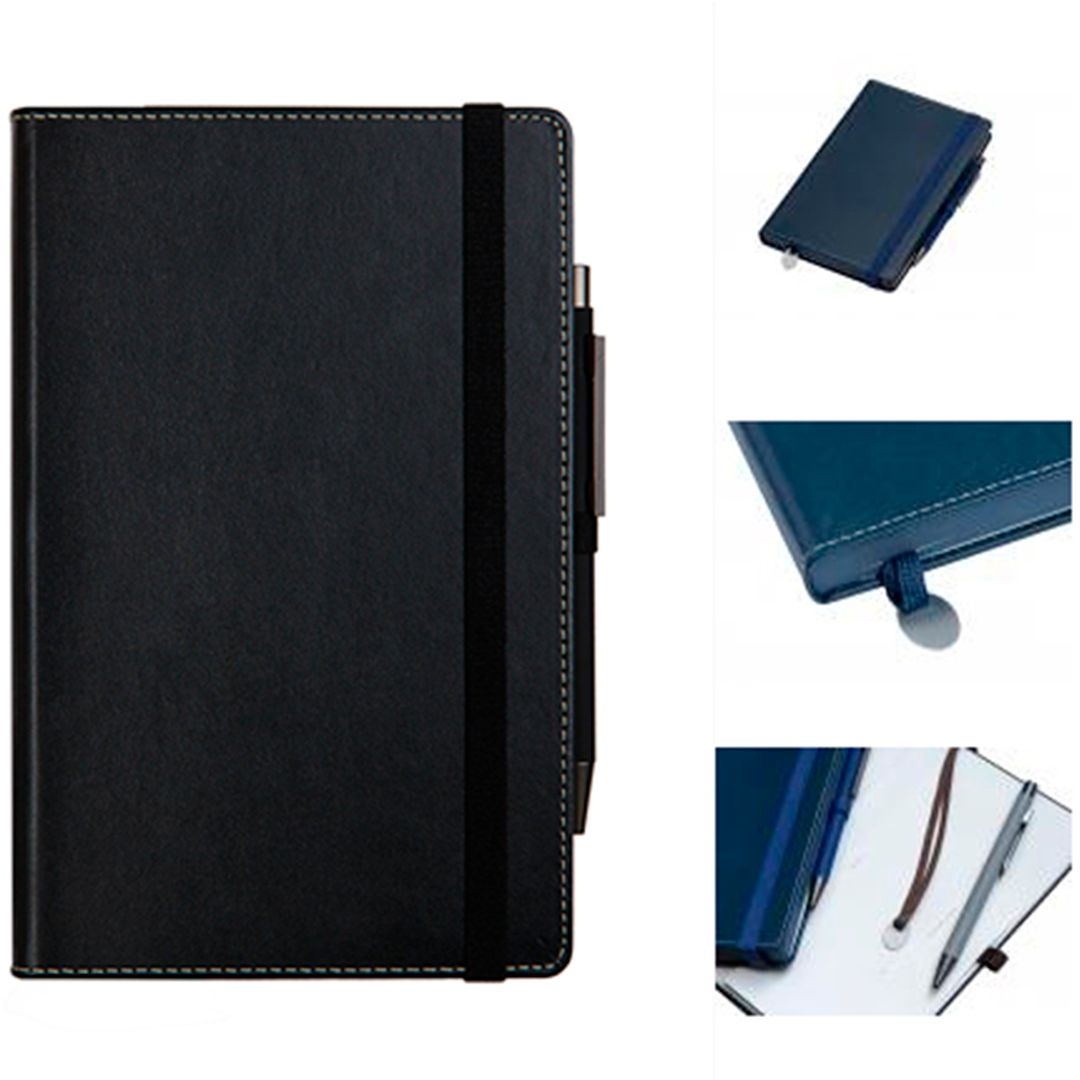 Записная книжка Arwey Business new, А5, 128 л, скругленные углы, кожа, в линейку, черная / Записные книжки №4