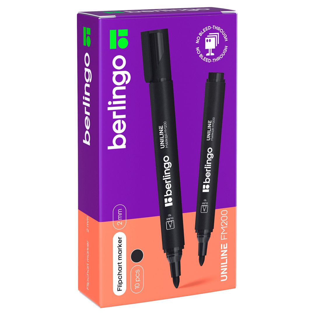Маркер для флипчарта Berlingo, закругленный наконечник 2 мм, черный, цена за штуку / Маркеры для досок №3