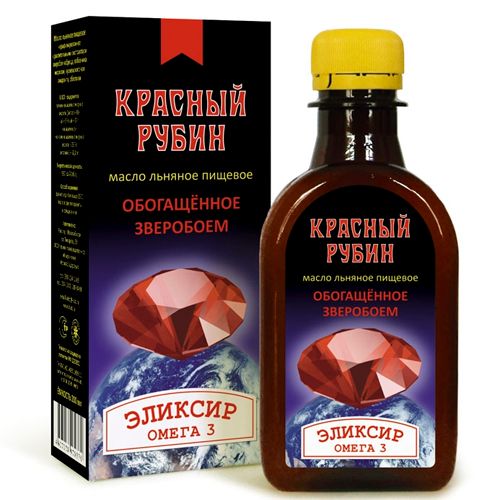 Масло льняное "Красный рубин" с экстрактом зверобоя,лопчатки, черники, 200 мл / Здоровое питание