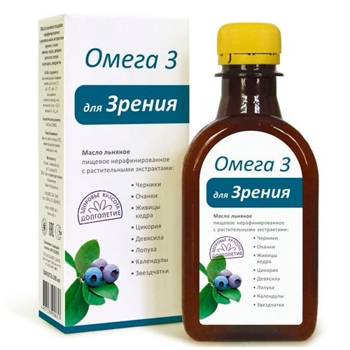 Масло льняное "Для зрения" с экстрактом черники, очанки, живицы кедра, цикория, девясила, 200 мл / Здоровое питание oe.kz Масло льняное "Для зрения" с экстрактом черники, очанки, живицы кедра, цикория, девясила, 200 мл / Здоровое питание
