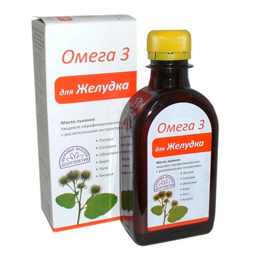 Масло льняное "Для желудка" с экстрактом лопуха, солодки, облепихи, аира, 200 мл / Здоровое питание
