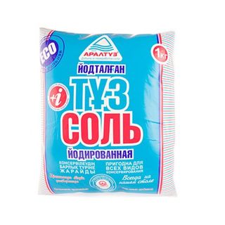 Соль пищевая Аралтуз, поваренная йодированная, 1 кг / Соль, специи, пряности