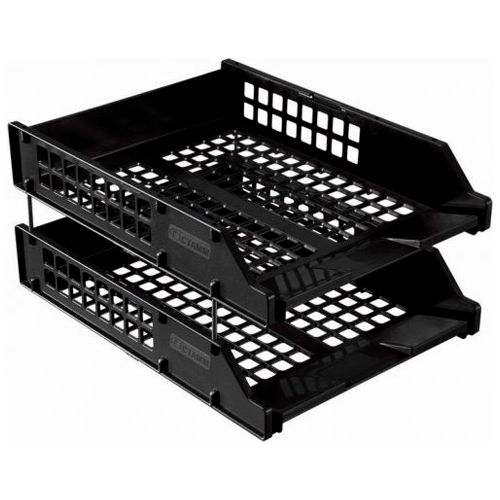 Лоток секционный Стамм "Каскад", горизонтальный, 2х ярусный, на метал. стержнях, черный / Лотки горизонтальные
