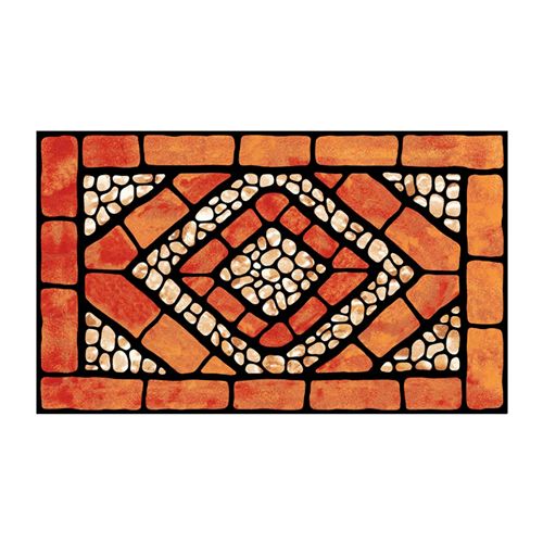 Коврик входной Брусчатка и Булыжник, размер 460*760 мм, коричневый/оранжевый / Коврики входные