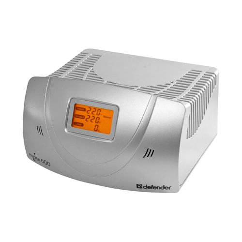Стабилизатор электропитания Defender AVR iPower 600 LCD display, 300 Вт, 4 розетки, серый / Источники бесперебойного питания