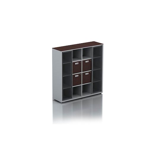 Шкаф для документов Brighton, 1550х460х1550 мм, венге/алюминий / Шкафтар