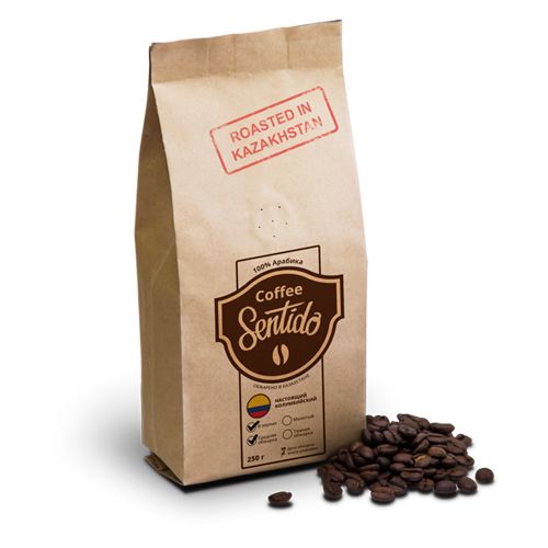 Кофе в зернах Sentido Colombia Arabica "Supremo"средней обжарки, мягкая цитрусовая кислинка, 250 гр / Кофе зерновой