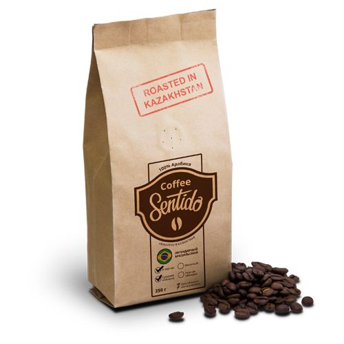 Кофе в зернах Sentido Brazil Arabica "Santos" мягкий орехово-шоколадный, 250 гр / Кофе зерновой