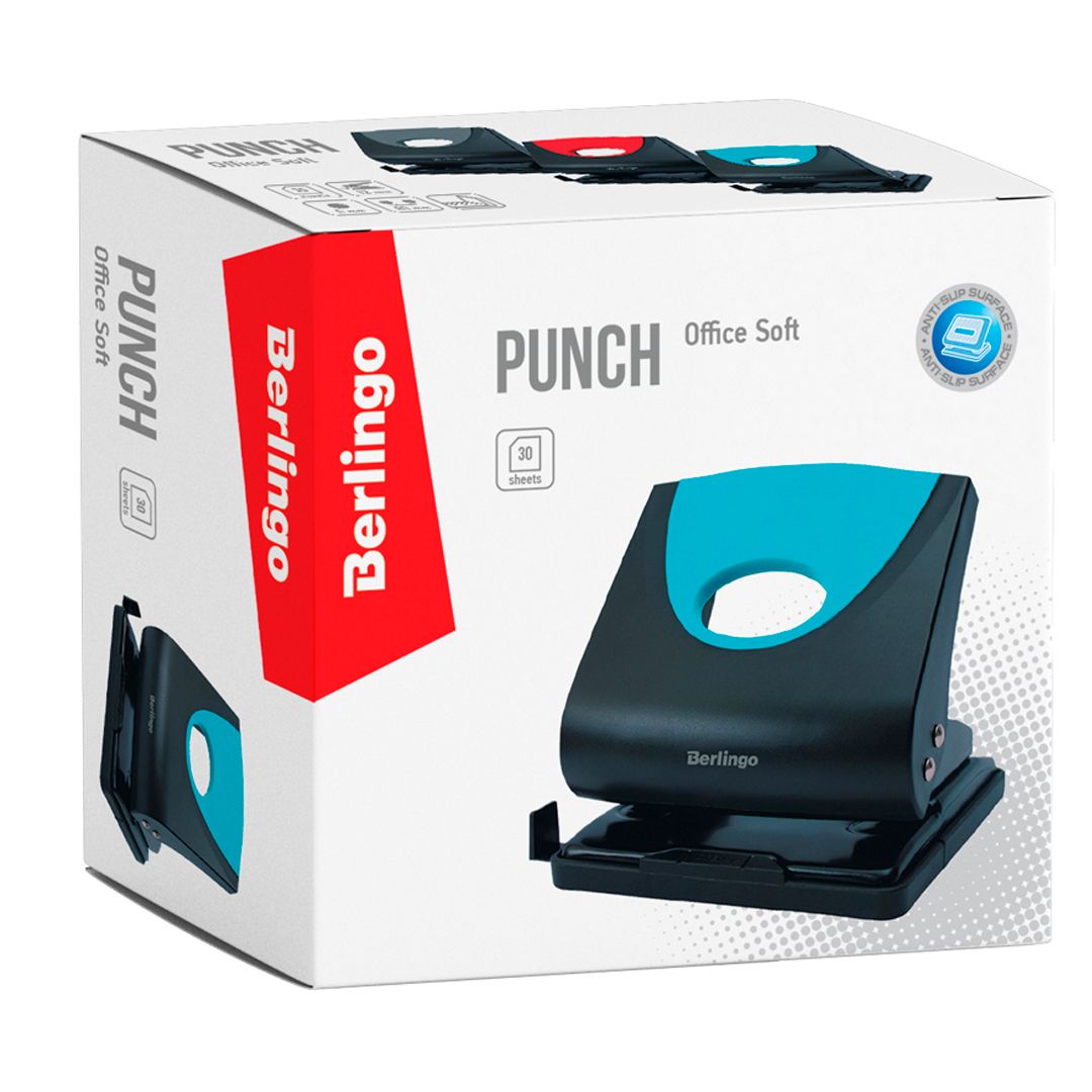 Дырокол на 30 листов Berlingo "Office soft", пластиковый, ассорти / Дыроколы до 35 листов №2