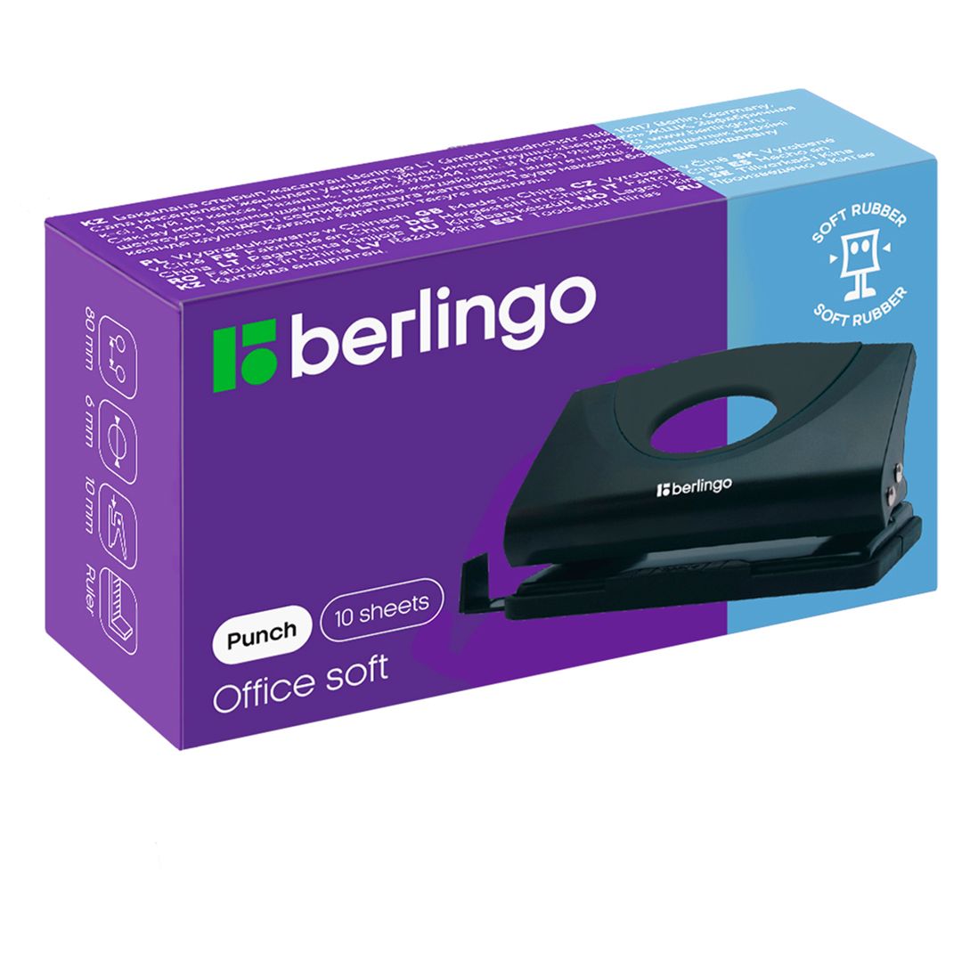 Дырокол на 10 листов Berlingo "Office soft", металл/пластик, ассорти / Дыроколы до 10 листов №2