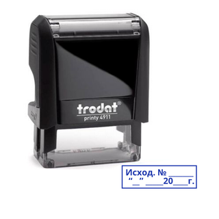 Штамп Trodat 4911 "Исход. № с полем для даты", высота шрифта 4-5 мм, клише 38*14 мм, русская версия / Штампы