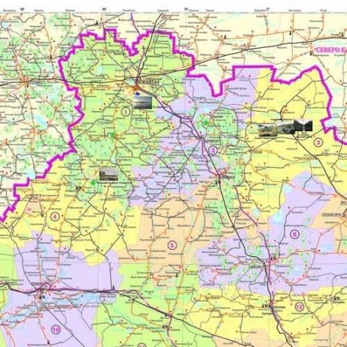 Карта областная Акмолинская 1:1 000 000 и г.Кокшетау 1:13 500, 730*450 мм, двухсторонняя, буклет / Карты политические, физические	 №2
