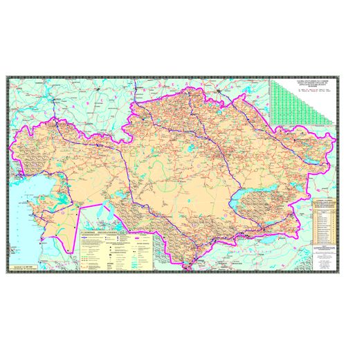 Карта "Автомобильные дороги РК", масштаб 1:3 500 000, 850*510 мм, двухсторонняя, буклет / null