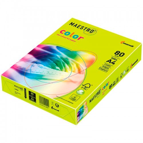 Бумага Mondi "Maestro Color Neon Yellow", А4, 80 г/м2, 500 листов, НЕОН желтая / Бумага цветная