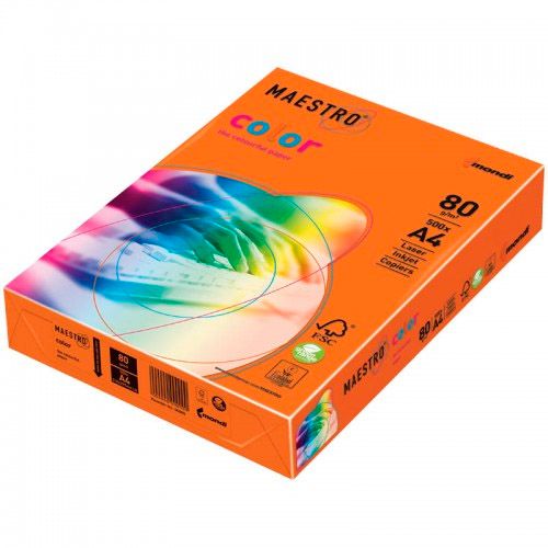 Бумага Mondi "Maestro Color Neon Orange", А4, 80 г/м2, 500 листов, НЕОН оранжевая / Бумага цветная
