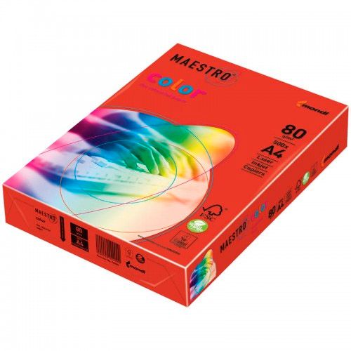 Бумага Mondi "Maestro Color Intensive Coralred", А4, 80 г/м2, 500 листов, кораллово-красная / Бумага цветная