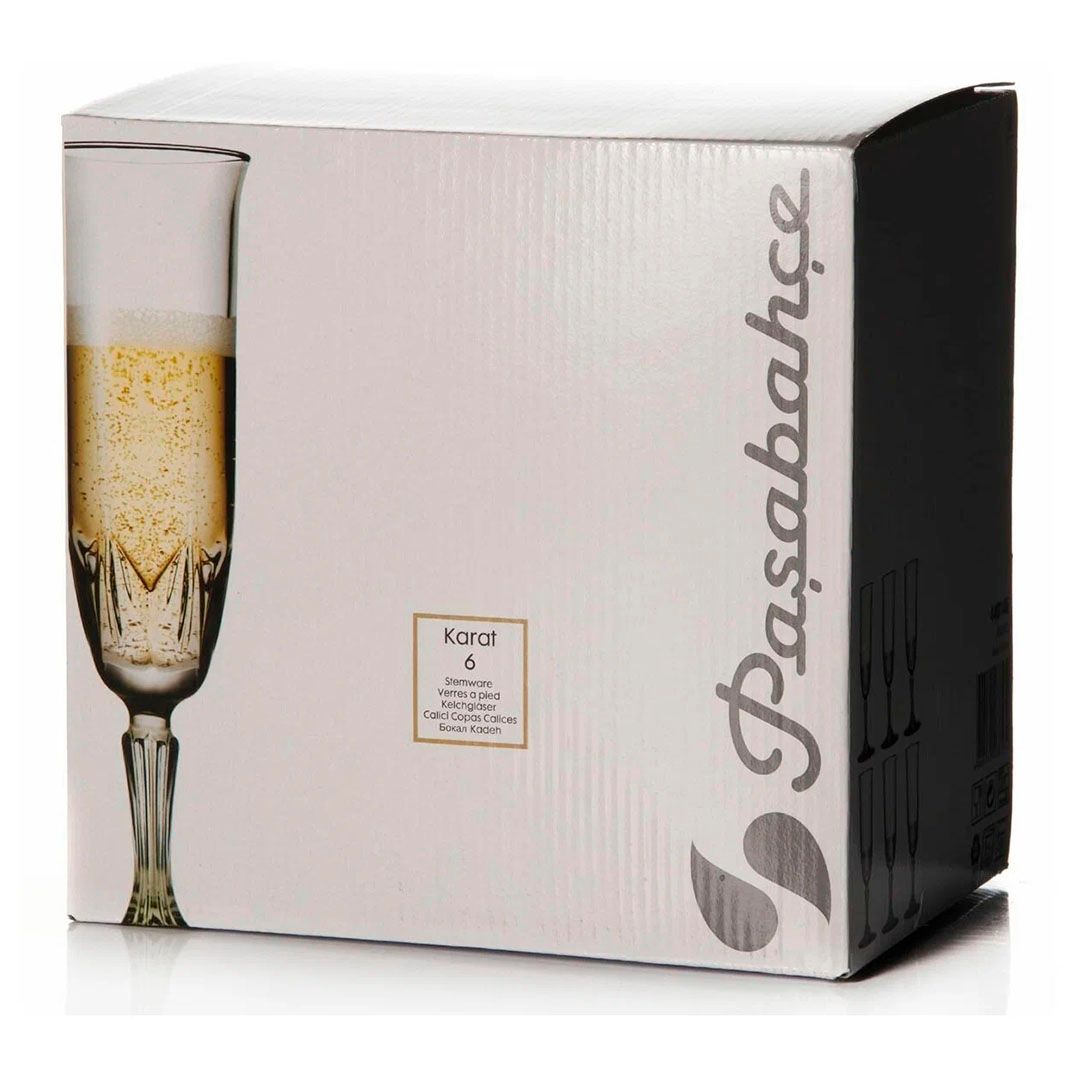 Набор бокалов для шампанского Pasabahce "Karat", стекло, 163 мл, 6 шт/упак / Посуда столовая №3