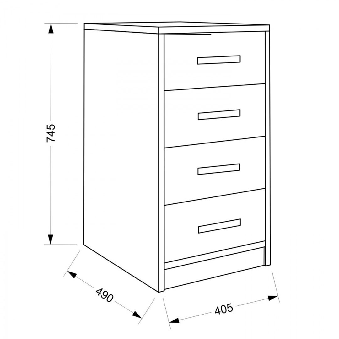 Тумба приставная Кул-6, 500*400*750 мм, высокая, 4 ящика / Тумбы №2