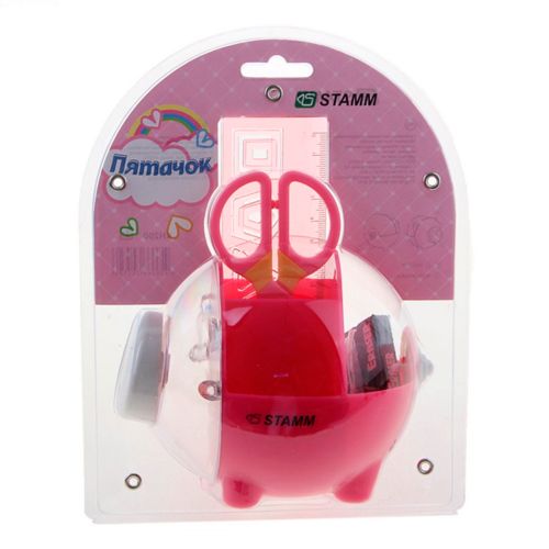 Органайзер с наполнением "Пятачок", 4 предмета, розовый / Подставка с наполнением