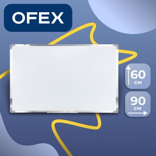 Доска магнитно-маркерная Ofex, размер 60*90 см, с полочкой для аксессуаров / Магнитно-маркерные доски