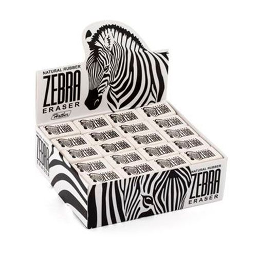 Ластик Hatber "Zebra" прямоугольный, натуральный каучук, 26*18*8 мм, белый, цена за штуку