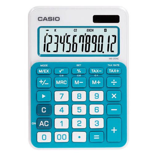 Калькулятор настольный Casio MS-20NC-BU-S-EC, 12 разрядов, 149*105*22 мм / Калькуляторы настольные