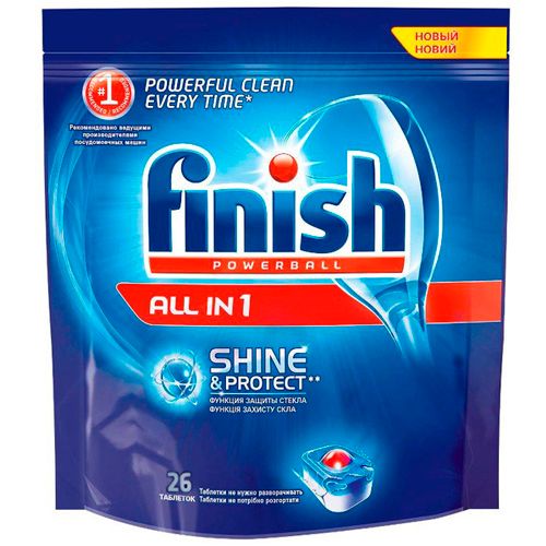 Таблетки для посудомоечных машин Finish "All in 1 Powerball", 26 таблеток / Средства для посудомоечных машин