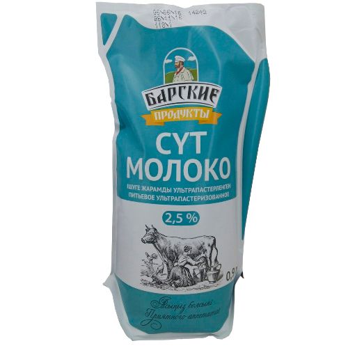 Молоко "Барские", 0,9 литр, жирность 2,5%, мягкая упаковка / Молоко и сливки