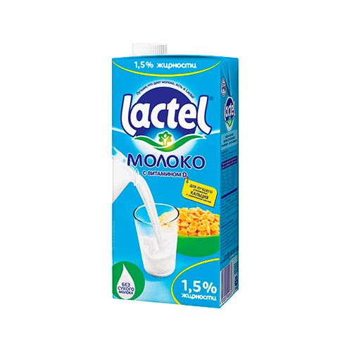 Молоко "Lactel",1 литр, жирность 1,5%, картонная упаковка / Молоко и сливки oe.kz Молоко "Lactel",1 литр, жирность 1,5%, картонная упаковка / Молоко и сливки