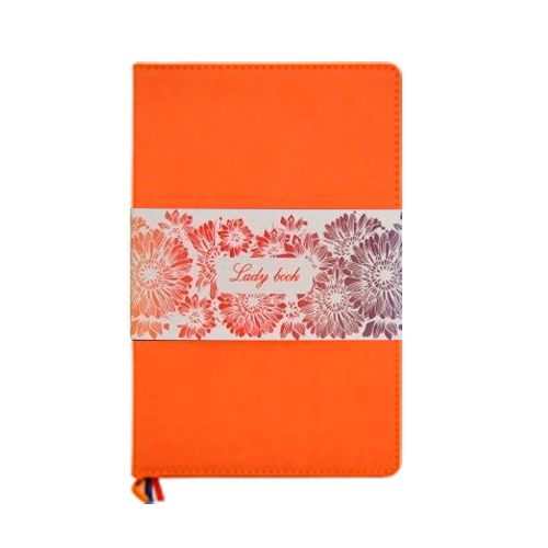 Записная книжка Lady Book (рус.),  А5, 128 л, куагуле, в линейку, оранжевая