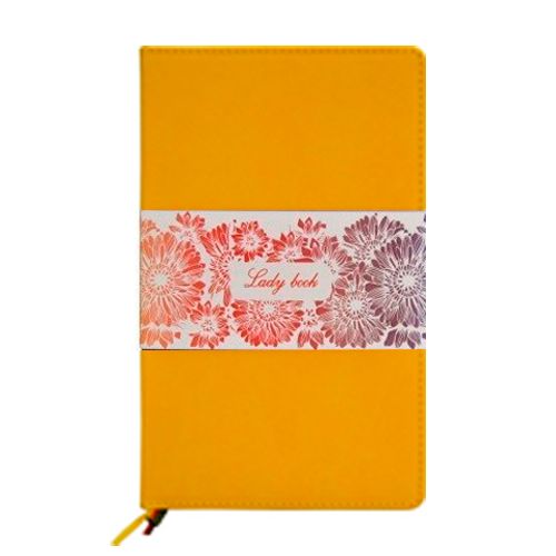 Записная книжка Lady Book (рус.),  А5, 128 л, куагуле, в линейку, желтая