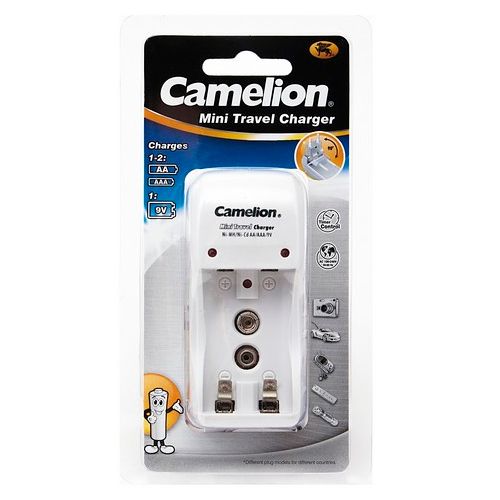 Зарядное устройство Camelion "Mini Travel Charger" BC-1001A, 2*AAA/2*AA/1*9V (Крона), белое / Портативные зарядные устройства №2